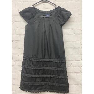 Gap Kids Black Dress Cap Sleeve Sz 8 Tiered Ruffle Midi